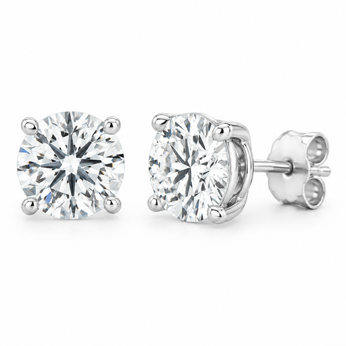 2Ct. TTW Lab Grown Round Diamond Earrings IGI Certified In 14 K Gold