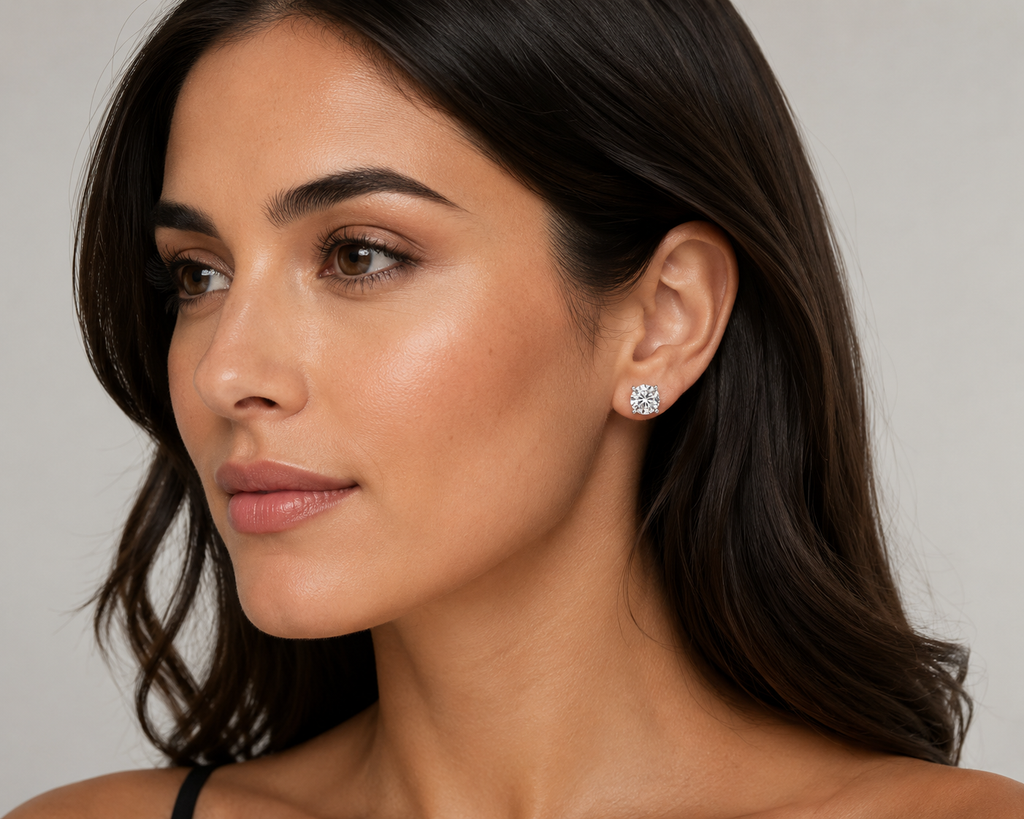 2Ct. TTW Lab Grown Round Diamond Earrings IGI Certified In 14 K Gold