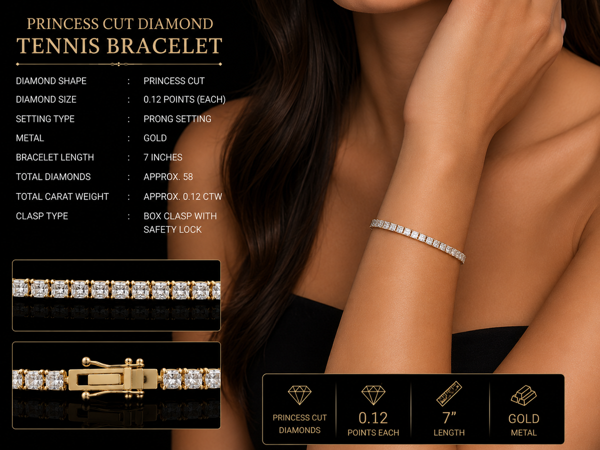 7 Ct. TW Princess Cut Bracelet in 14K Gold
