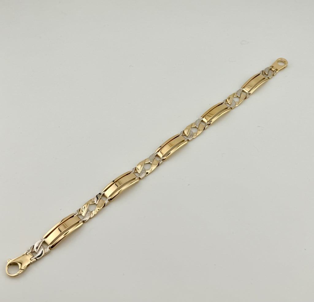 Pure 14 K Two Tone Men's Fancy bracelet 8.25" Length