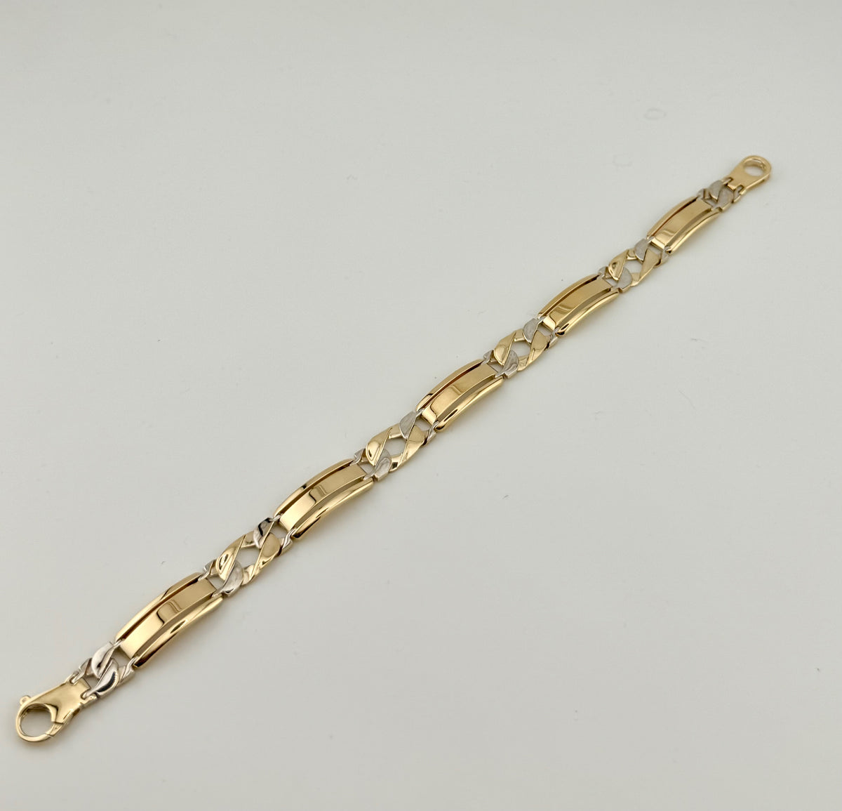 Pure 14 K Two Tone Men's Fancy bracelet 8.25" Length