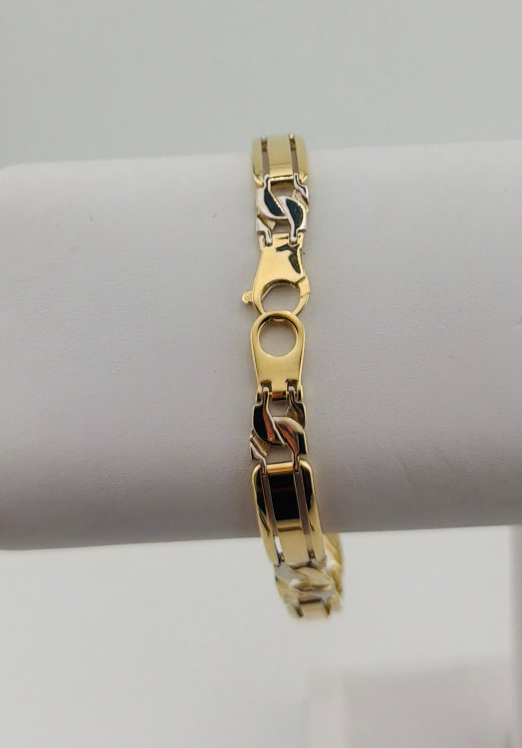 Pure 14 K Two Tone Men's Fancy bracelet 8.25" Length