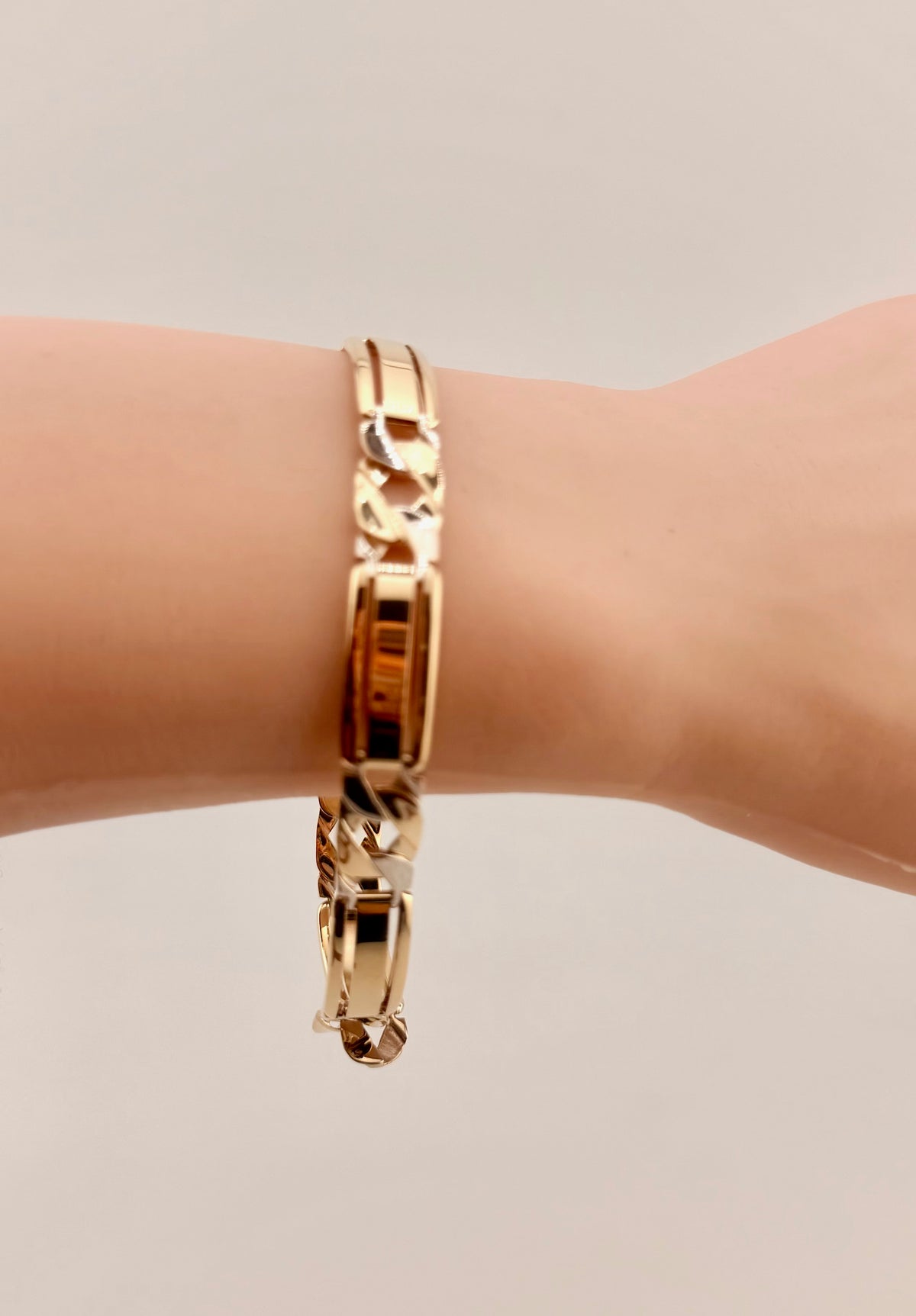 Pure 14 K Two Tone Men's Fancy bracelet 8.25" Length