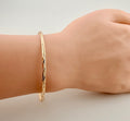 Solid 14 K Yellow Gold 2mm Bangle With Design Size7",8"