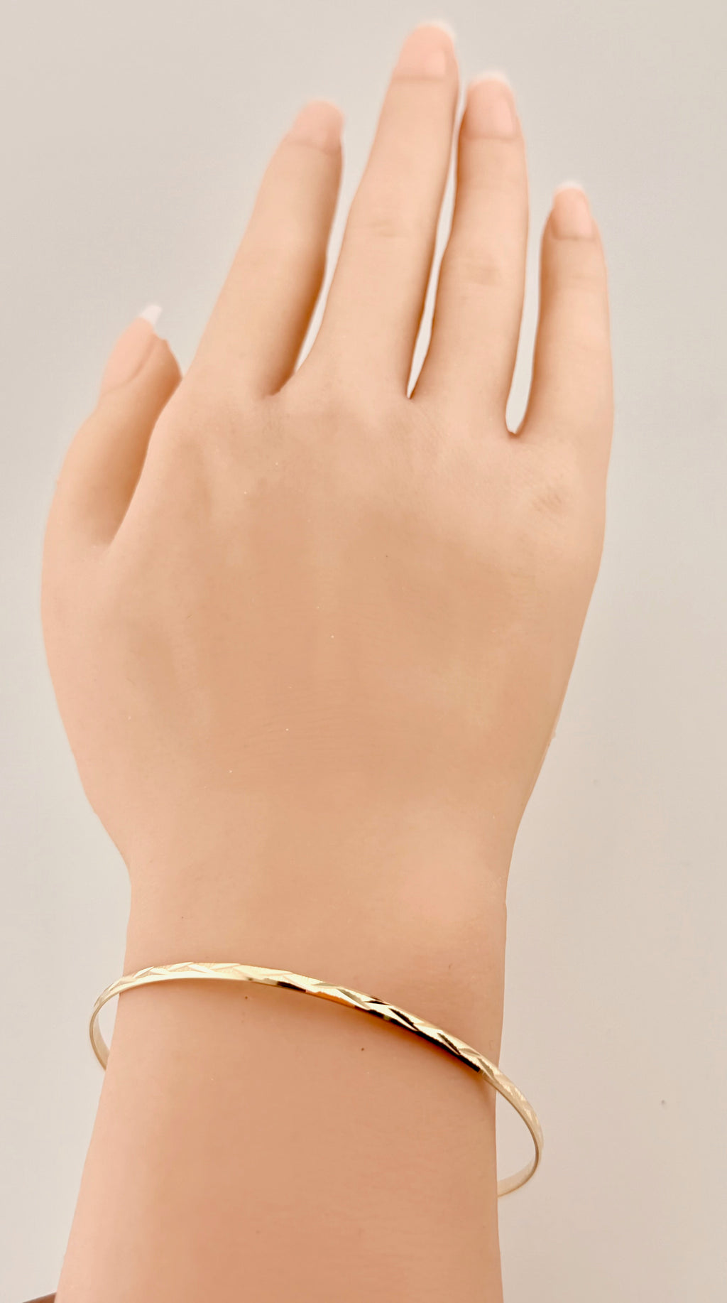 Solid 14 K Yellow Gold 2mm Bangle With Design Size7",8"