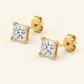 1Ct TTW Princess Cut Lab Grown Diamond Stud Earrings in 14 K Gold